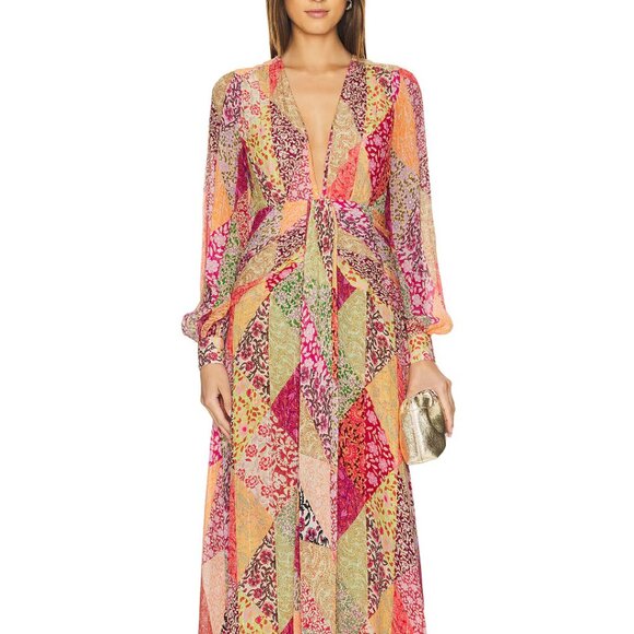 RIXO Meera Dress in Patchwork Blush Small - Picture 2 of 6